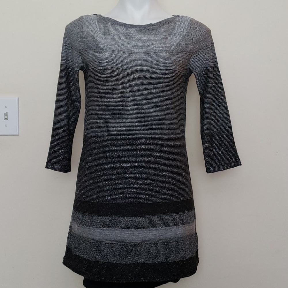 White House Black Market Metallic Silver Top